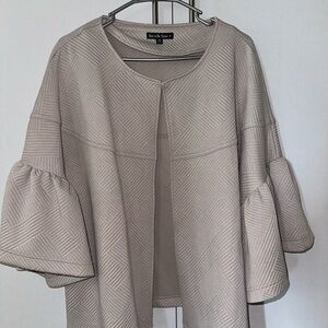 See N Be Seen Textured Ruffle Sleeve Jacket - oatmeal color